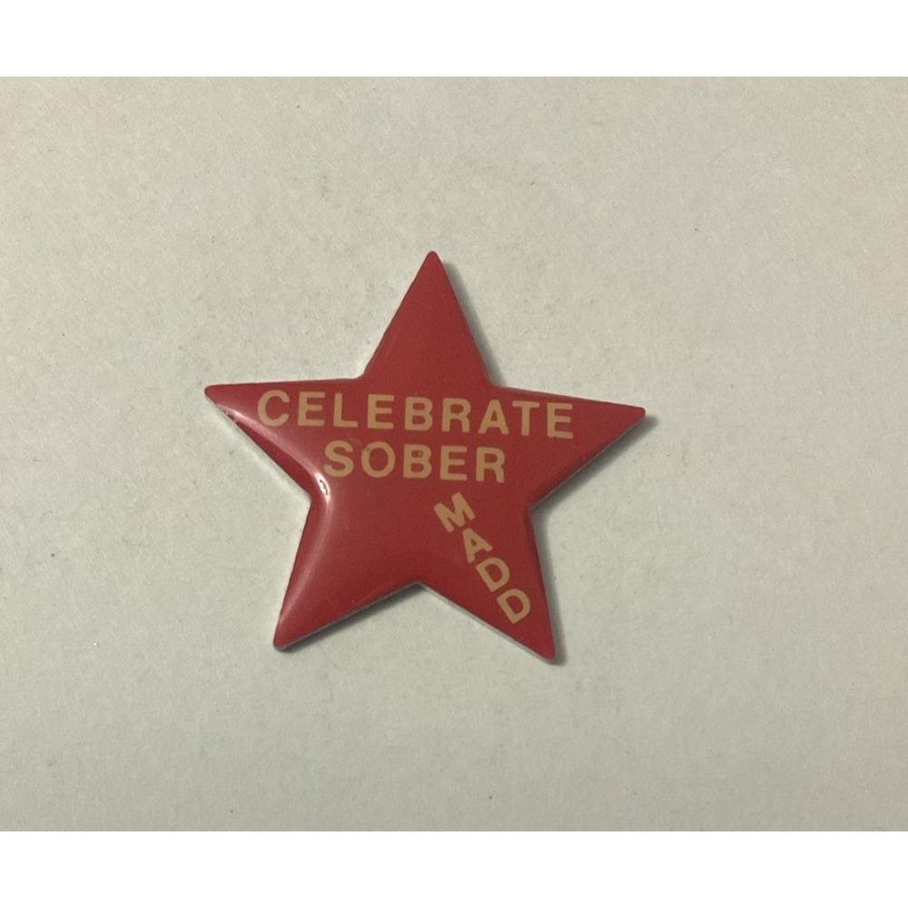 MADD Pin Celebrate Sober Red Star “Mothers Against Drunk Driving” Lapel Brooch